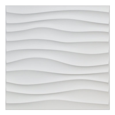 19.7" x 19.7" PVC Wall Paneling,3D Wall Panels in Wave Design,32sq.ft.(Set of 12)