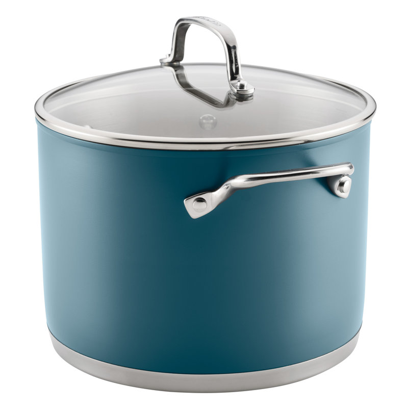 Kitchenaid Color-Finished Stainless Steel 3-Ply Base Stockpot With Lid, 8-Quart, Agave