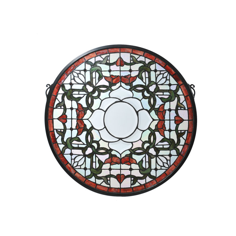 Victorian Tulip Bevel Medallion Stained Glass Window