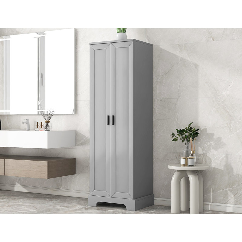 Armoire de rangement avec deux portes pour salle de bain, bureau, tablette réglable, panneau de fibres à densité moyenne