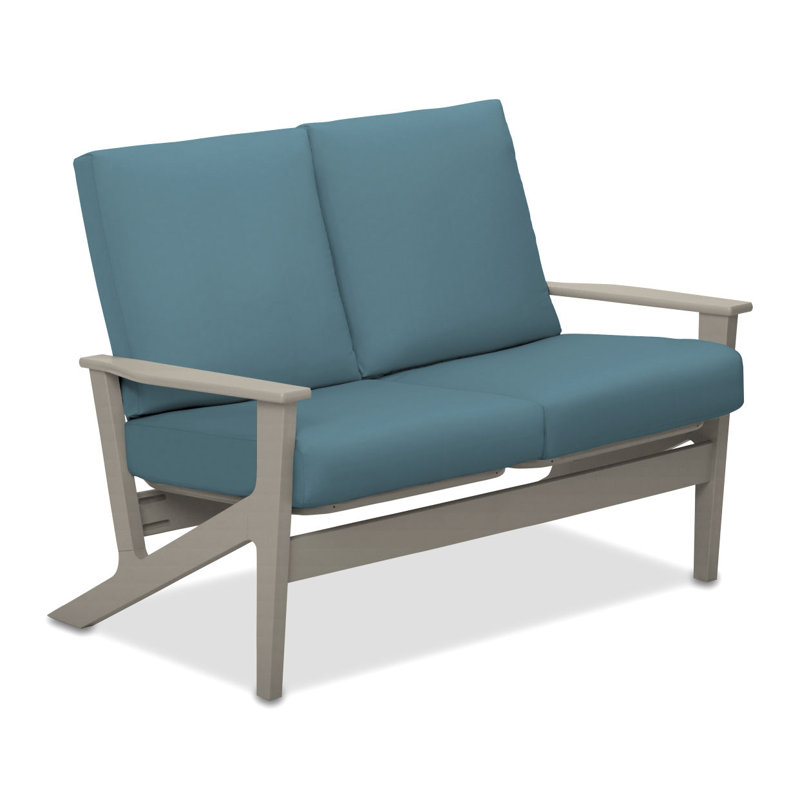 Chrisa 51.5'' Wide Loveseat with Cushions, Mineral Blue, Warm Gray
