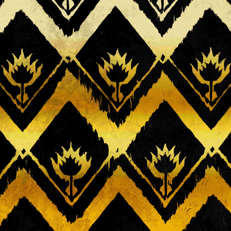 Ikat Black Gold - Wrapped Canvas Print, 36" H x 36" W