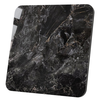 Plateau de table rond en pierre frittée noire brillante – Plateau de remplacement à monter soi-même pour salle à manger familiale, cuisine, location, rénovation de maison, patio, camping et bricolage extérieur