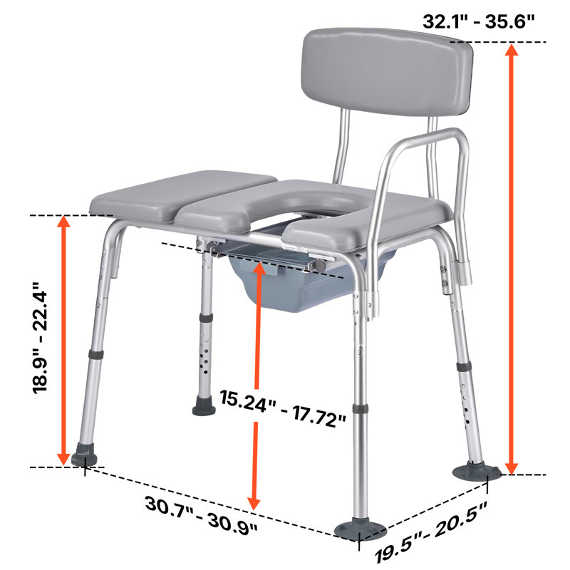 4-in-1 Bedside Commode Chair Raised Toilet Seat 500 lbs Adjustable Height