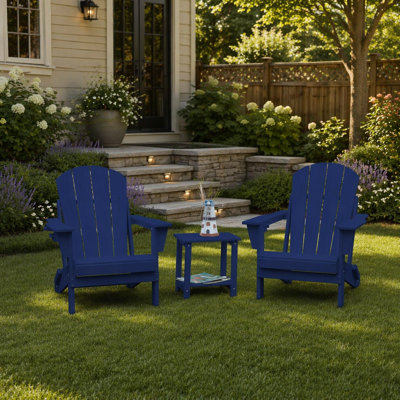 Ensemble de chaises pliantes Adirondack avec table d'appoint, siège résistant aux intempéries et confortable pour la détente en plein air