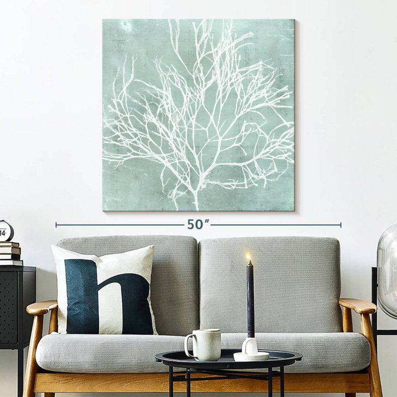 Algue Brampt sur turquoise II, H 33 po x l 33 po