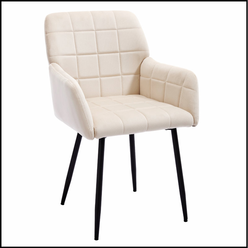 Ensemble de 2 chaises de salle à manger rembourrées en velours confortables avec accoudoirs, faciles à assembler et à nettoyer pour les intérieurs modernes