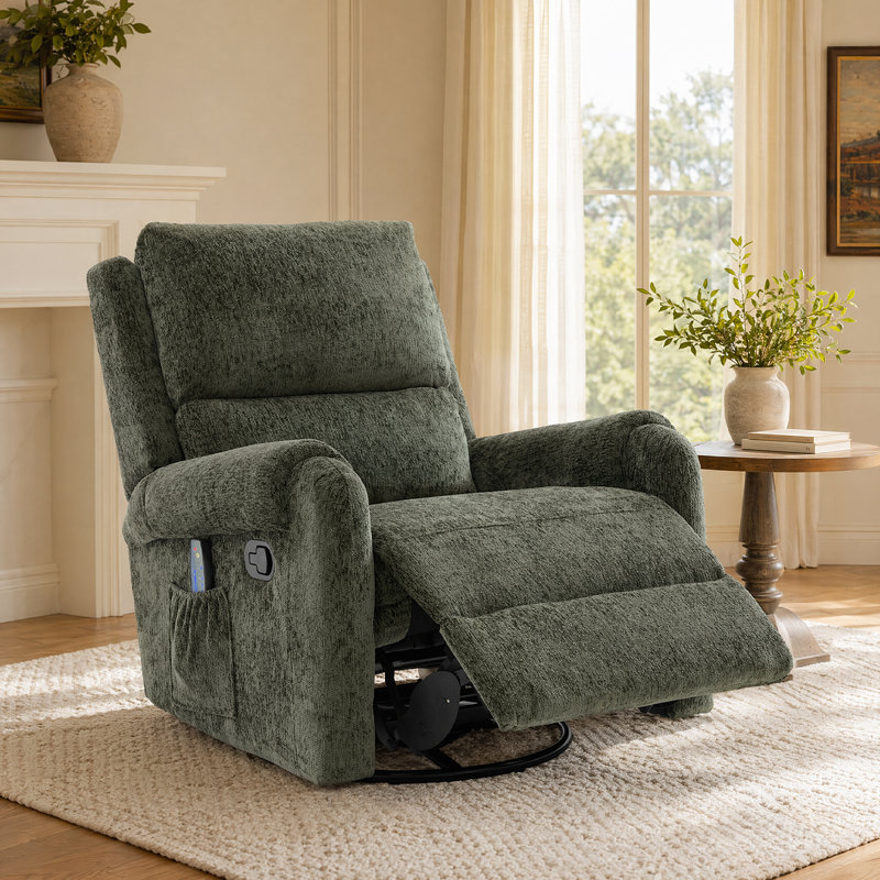 Fauteuil de chambre de bébé inclinable avec massage - Fauteuil inclinable pivotant avec poche latérale et dossier réglable