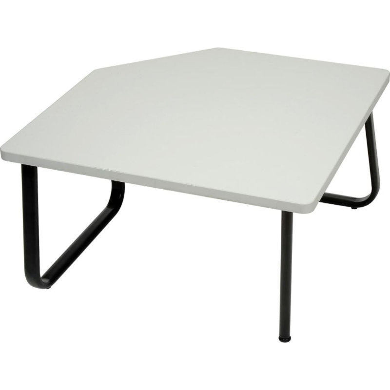 Gray Laminate Top Corner Coffee Table with Black Steel Sled Base