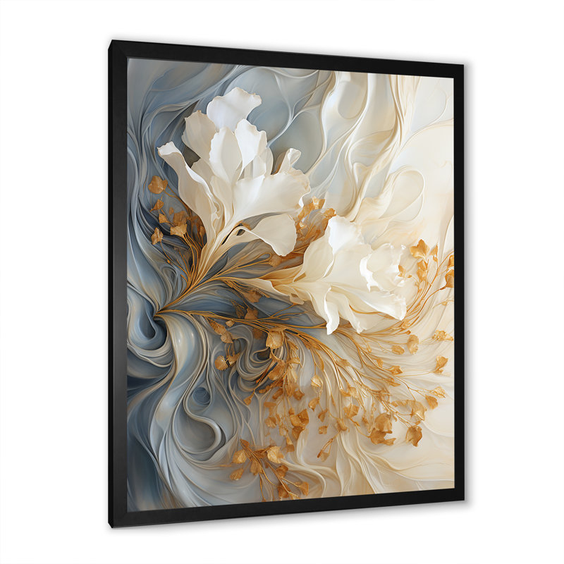 Champagne blanc et or blanc V - Champagne, art mural, Cadre photo noir, H 32 po x l 24 po x P 1 po