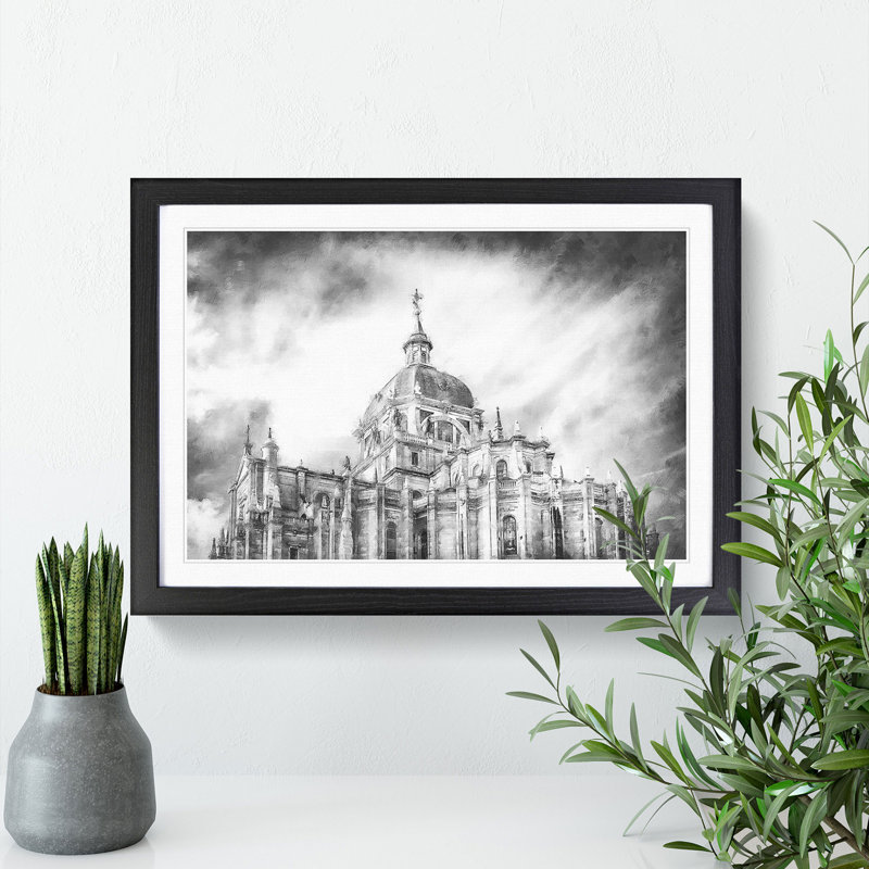 Almudena Cathedral In Madrid Spain - Single Picture Frame Painting on MDF, Black, 35cm H x 50cm W x 2cm D