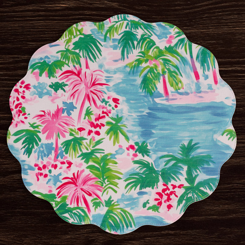 Vida Palm Trees Reversible Round Placemats (Multi)