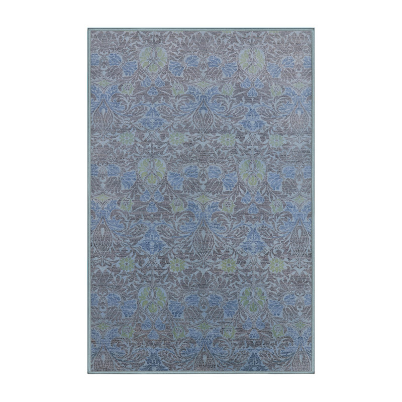 Tapis damassé bleu / gris Rowling, Tapis de couloir 2 pi x 5 pi