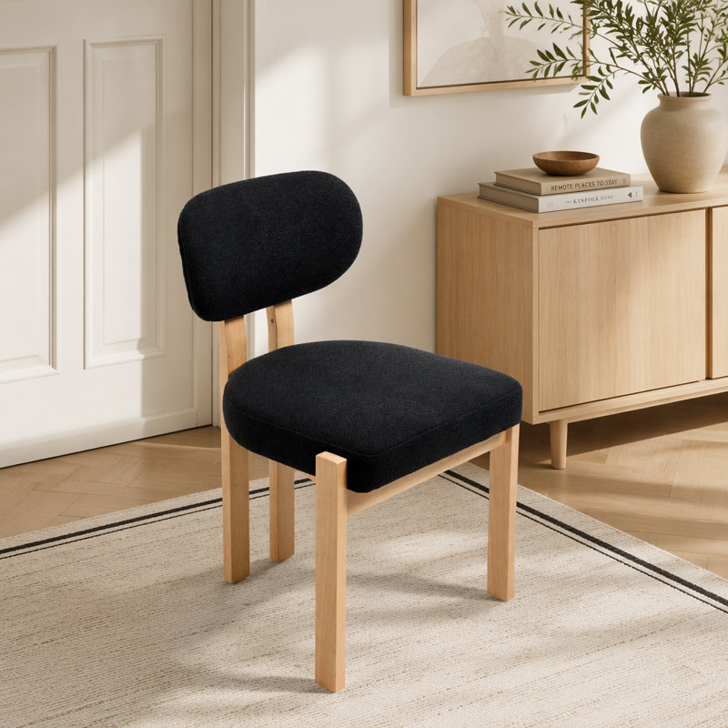 Ensemble de 2 chaises de salle à manger modernes en bois avec dossier ergonomique, Noir, Noir