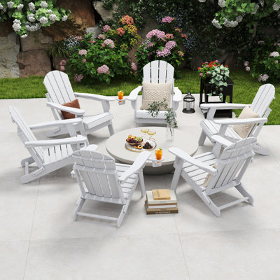 Chaise Adirondack pliante Hdpe pour l'extérieur avec porte-gobelet (ensemble de 6)