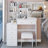 37" Middle Size Left Bedside Cabinet Vanity Table + Cushioned Stool, Extra Large Right sliding mirror, Multi Layer High Capacity Storage, Practical Fashionable Dresser, Suitable For Large Space