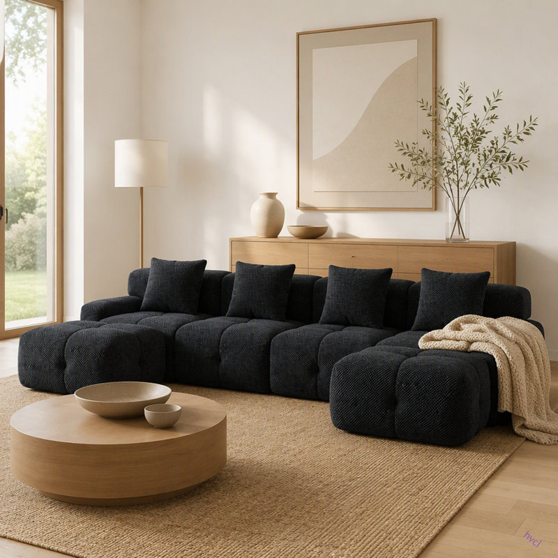 Ensemble de canapé-lit modulaire en forme de U de 135,4 po avec canapé-lit modulaire surdimensionné en forme de U et canapé convertible 4 pièces sans siège avec 2 repose-pieds et 4 coussins pour le salon