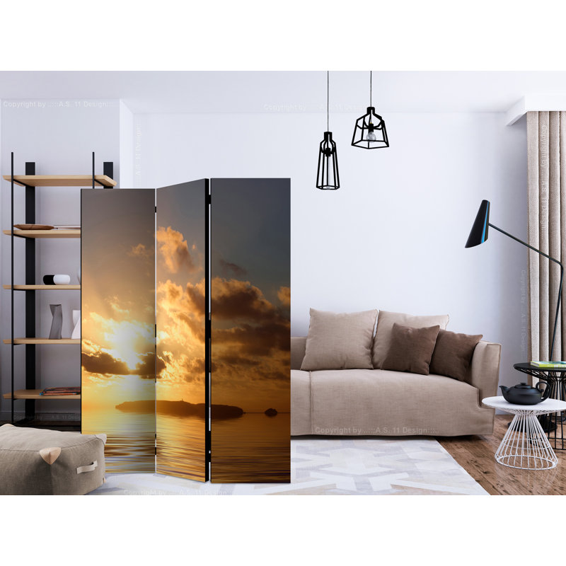 Gilvin 135cm W x 172cm H 3 - Panel Solid Wood Folding Room Divider