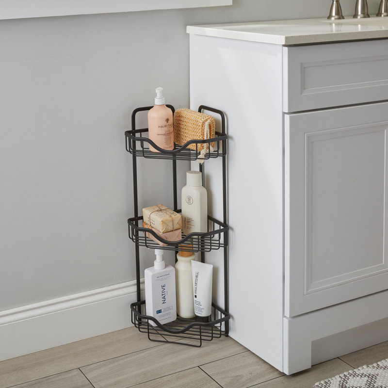  Étagère de salle de bain 3 niveaux en aluminium noir