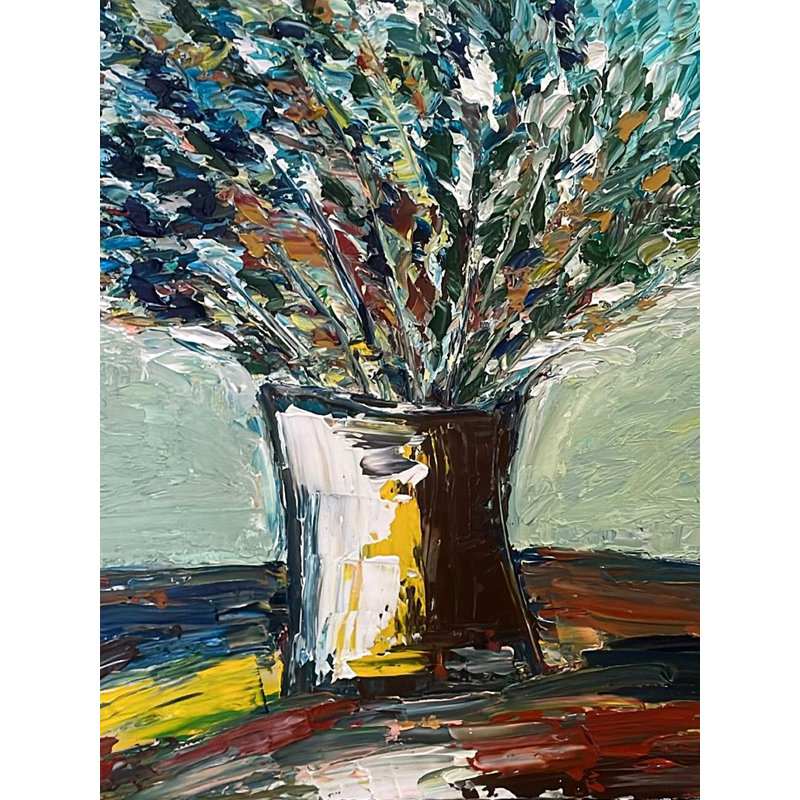 Stationnaire - peinture abstraite acrylique sur toile par Aakriti Jhanb - art mural texturé contemporain sur toile pour un décor de salon moderne