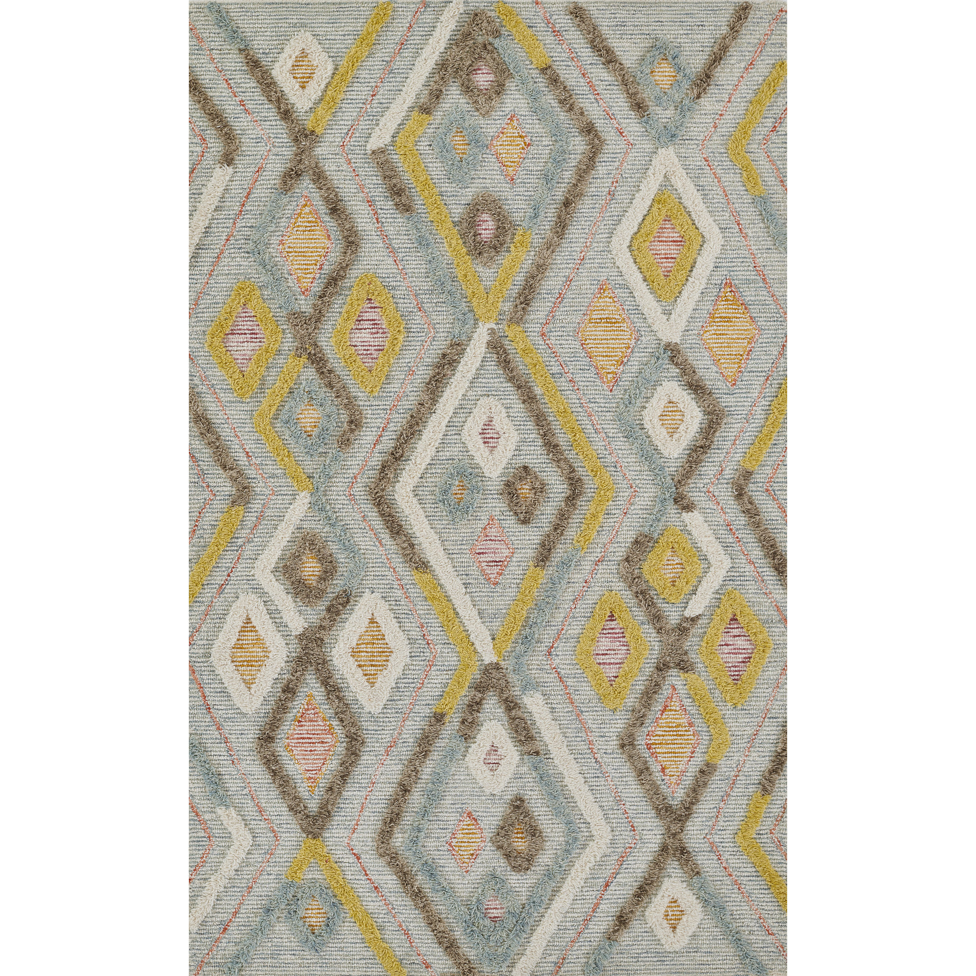 Chopin Hand Tufted Wool Gray/Yellow/Brown Rug, Rectangle 4' x 6'