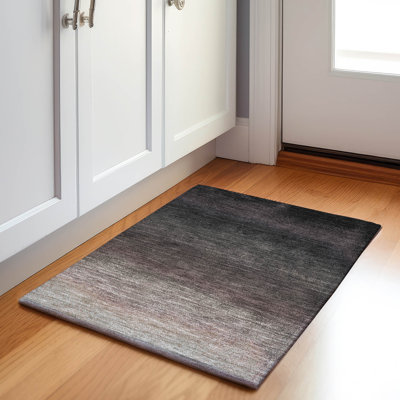 Machine Washable Indoor/Outdoor Xhevrie Black Rug