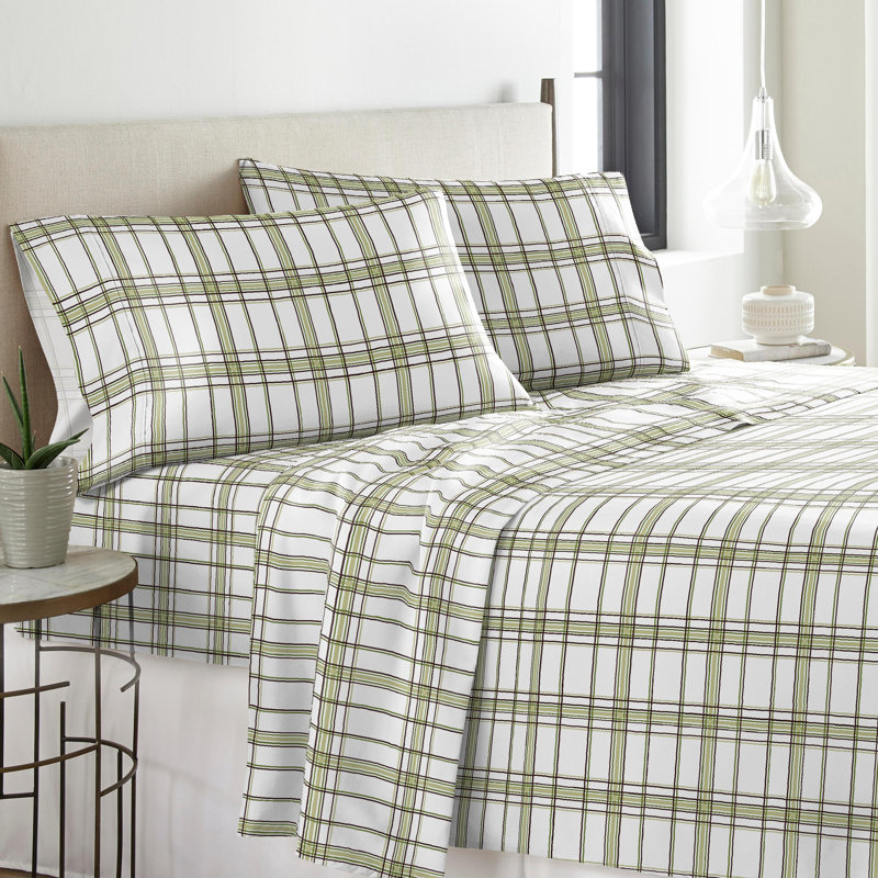 King Sage Plaid Heavy Weight Cotton Flannel Sheet Set