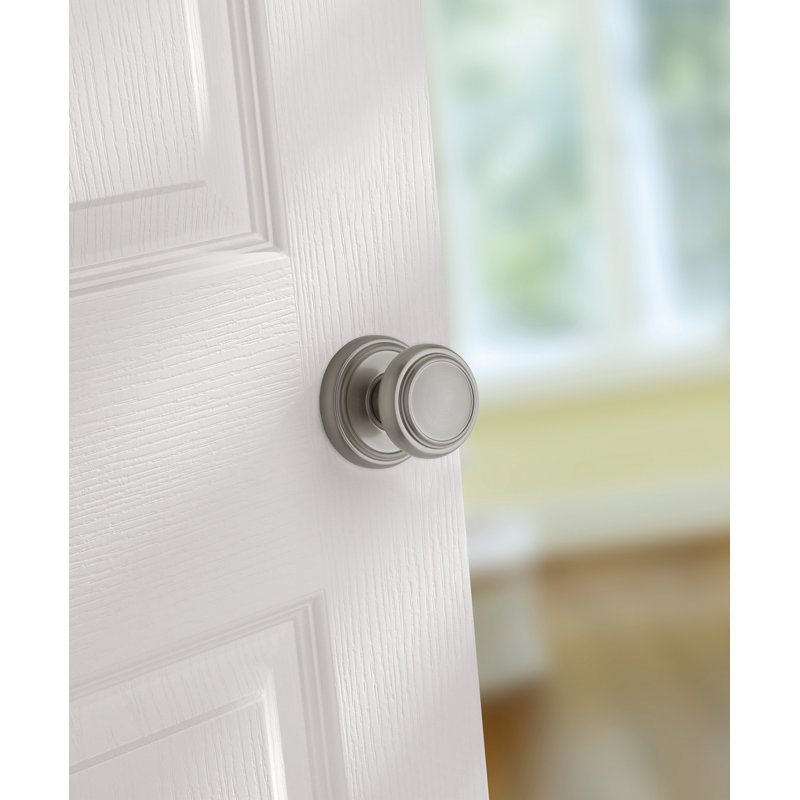 Bouton de porte de passage avec rosette ronde Wickham, Nickel satiné