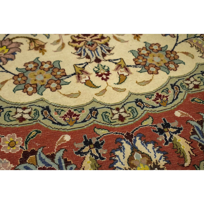 Orneta One-of-a-Kind Round 5'5" X 5'5" New Age Round Wool Area Rug in Cream/Red