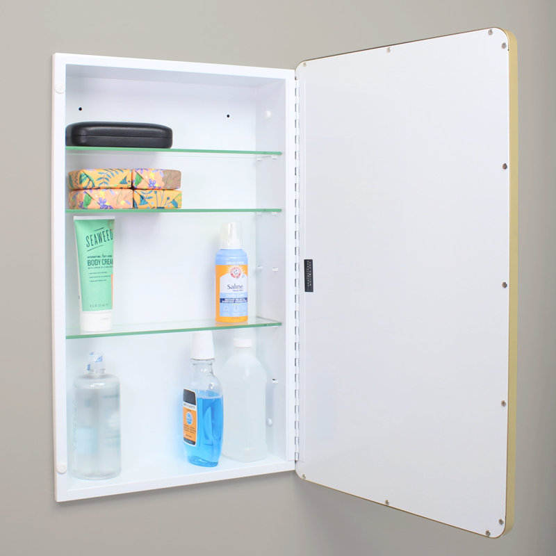 Pharmacie de salle de bain Austin Farmhouse, H 26 po x l 16 po x P 5,5 po, Doré