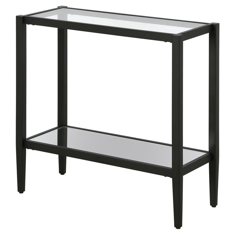 Hera Glass Top End Table, Blackened Bronze