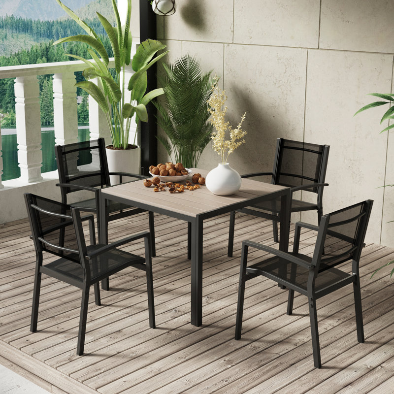 Ensemble de salle à manger 5 pièces pour chaises de patio et table de salle à manger d'extérieur pour table basse