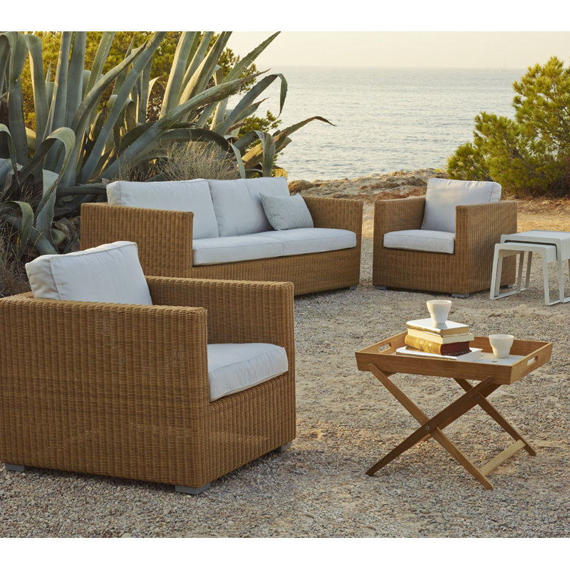Chester Patio Chair with Cushions, Black, Natural