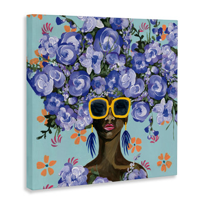 Toile ensoleillée en fleurs bleues, conception par Yvette St. Amant