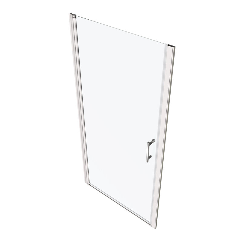 Porte de douche pivotante universelle avec ajustement de 3/8 po, ouverture à l'extérieur, finition en verre trempé transparent de 1/4 po 3072, poignée en acier inoxydable de qualité # 304, rainure murale, 36 000 fois ouvert - test de fermeture, confortable