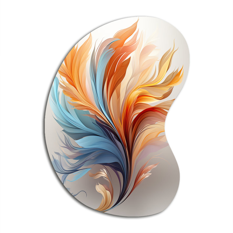 Liadan - forme de flèche en plumes - art mural métallique asymétrique, H 31 po x l 22 po