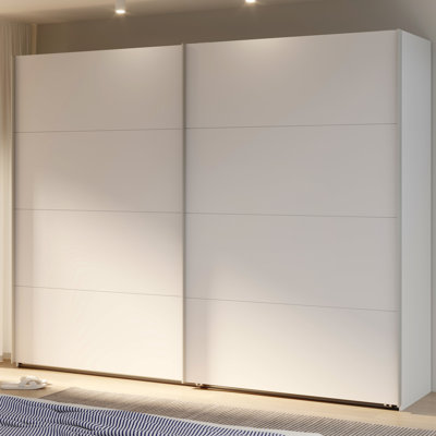 Modern Wardrobe with 2 Sliding Doors, Engineered Wood, White
