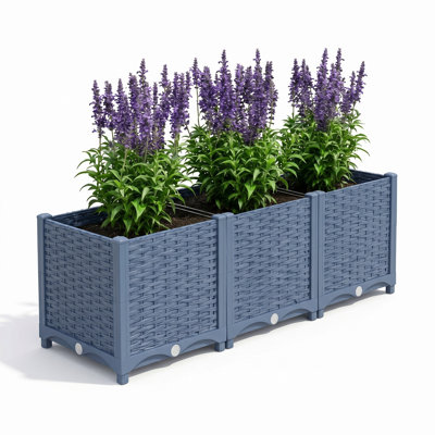 Plastic Raised Garden Bed With Drainage Holes, Indoor/outdoor Planter Box For Vegetables, Herbs, Flowers