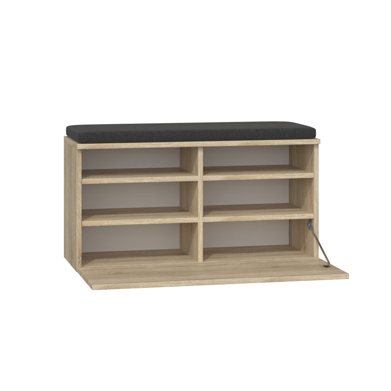 Losh 8 Pair Shoe Storage Bench, Sonoma Oak