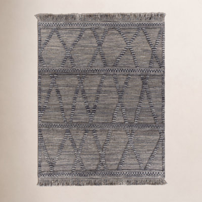 Leanna Hand-Knotted Wool Brown/Grey/Blue/Black Area Rug