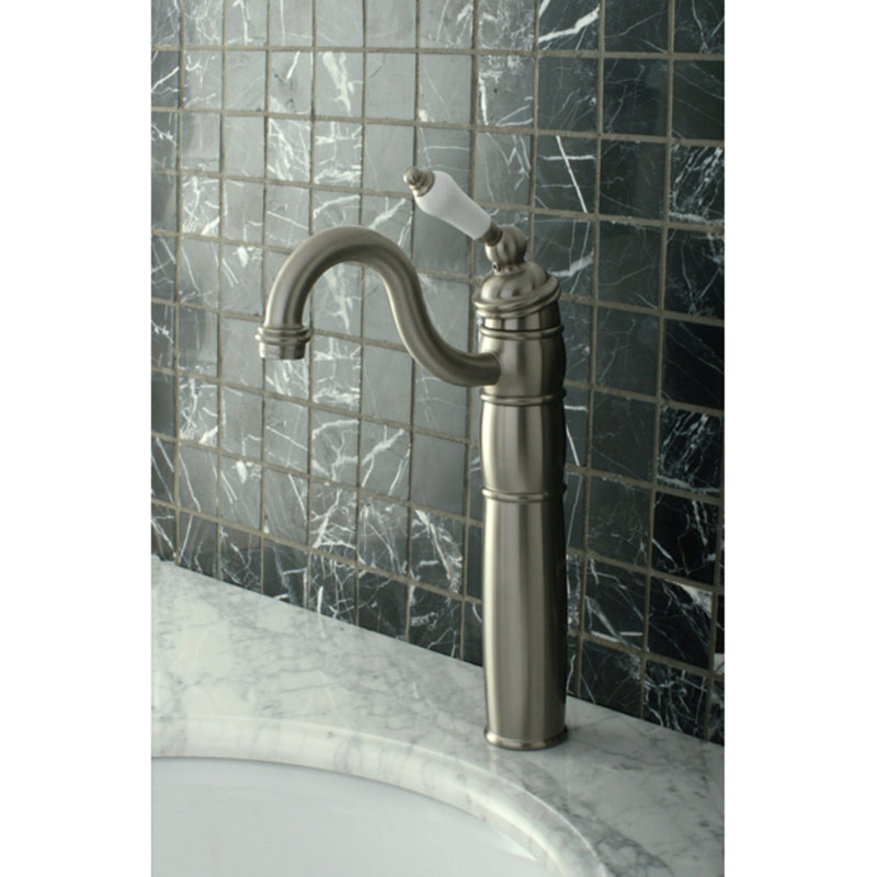 Robinet pour vasque à poignée simple 1 trou Kingston Brass Heritage, Nickel brossé