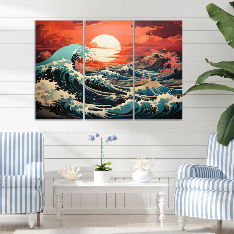 «Dramatic Ocean Waves I» sur toile, reproduction de 3 pièces, H 28 po x l 36 po x P 1 po
