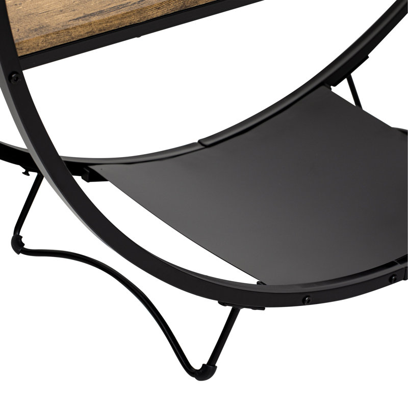 Rustic Industrial Design Demilune Shape Textured Metal Distressed Wood Console Table, Brown