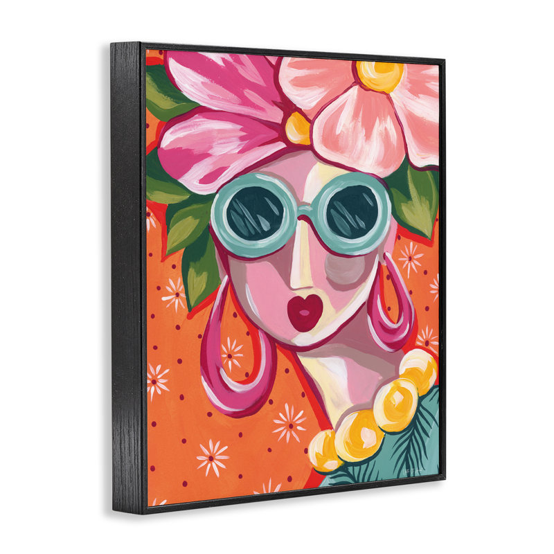 «Retro Glam Fun In The Sun», giclée encadrée, design par Yvette St. Amant, H 14 po x l 11 po, Giclée encadrée noir minuit