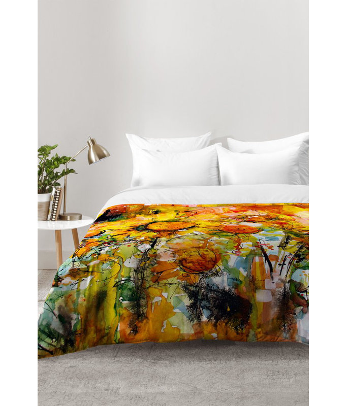 Ginette Fine Art Modern & Contemporary Polyester Floral Comforter, Full/Queen Comforter + 2 Standard Shams