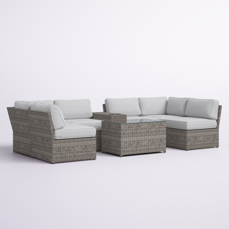 Mae Wicker Fully Assembled 4 - Person Seating Group with Cushions