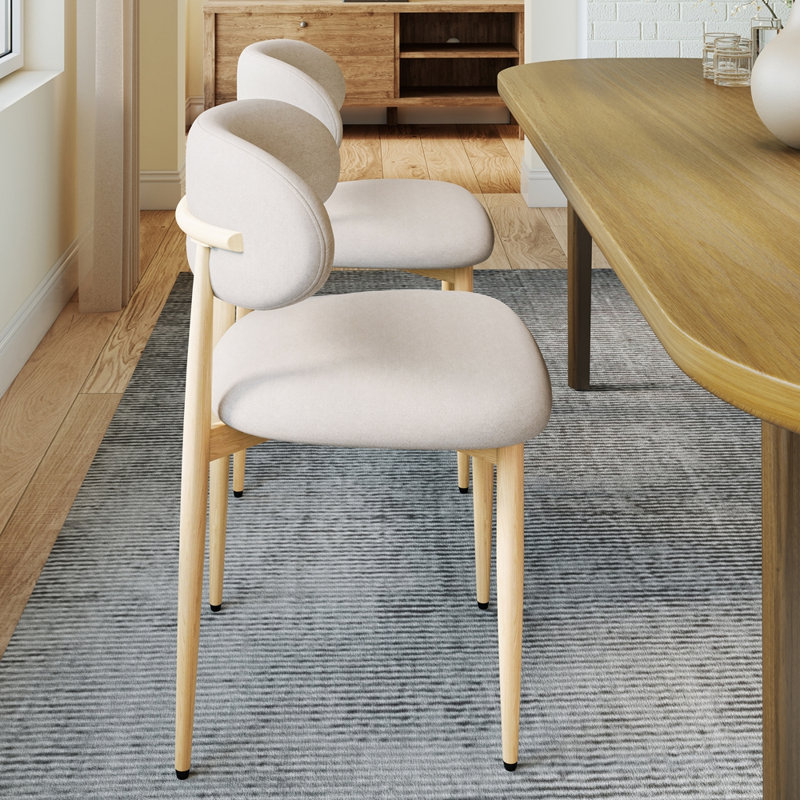 Ensemble de 4 chaises de salle à manger rembourrées en tissu de style campagnard moderne avec repose-pieds confortables, pieds de table en métal pour la maison