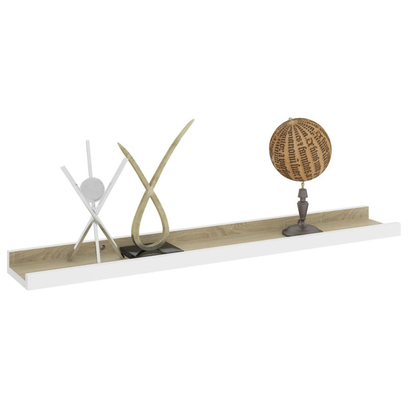 Floating Shelf, 1.2" H x 23.6" W x 3.5" D, White/Oak