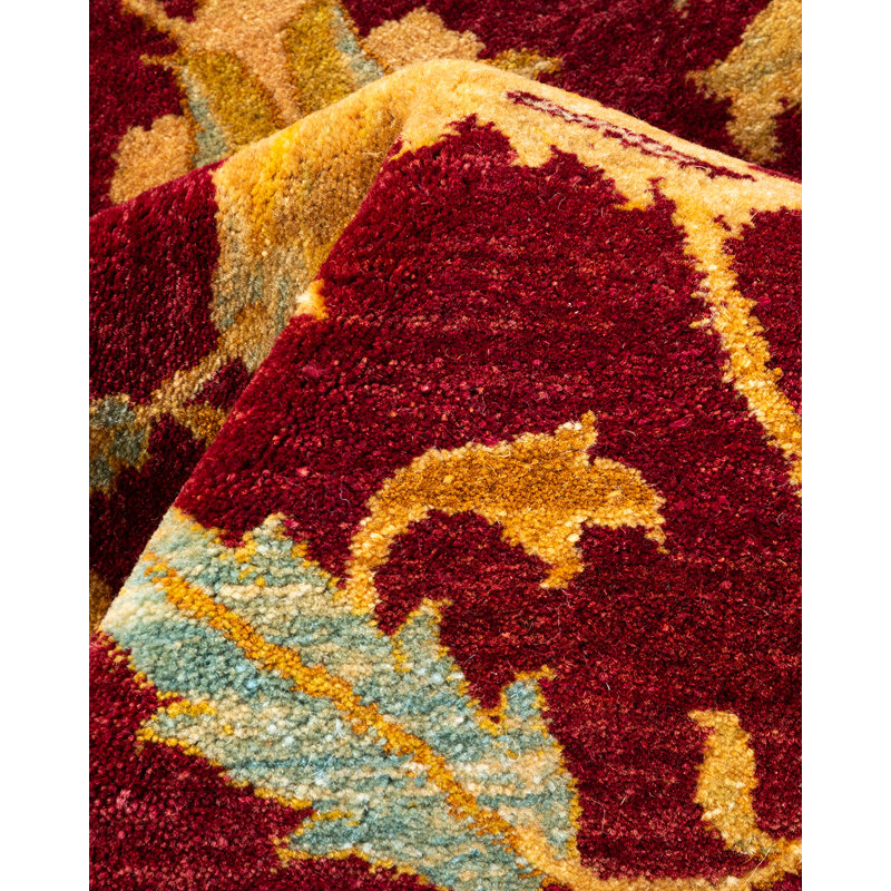 Tapis unique noué à la main Keenan - Bourgogne, 8 pi 2 po x 10 pi 2 po