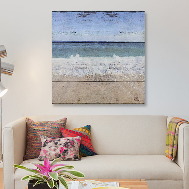 «Seascape I», impression sur toile, H 18 po x l 18 po x P 1,5 po, Toile avec cadre flottant noir, Pas de tapis